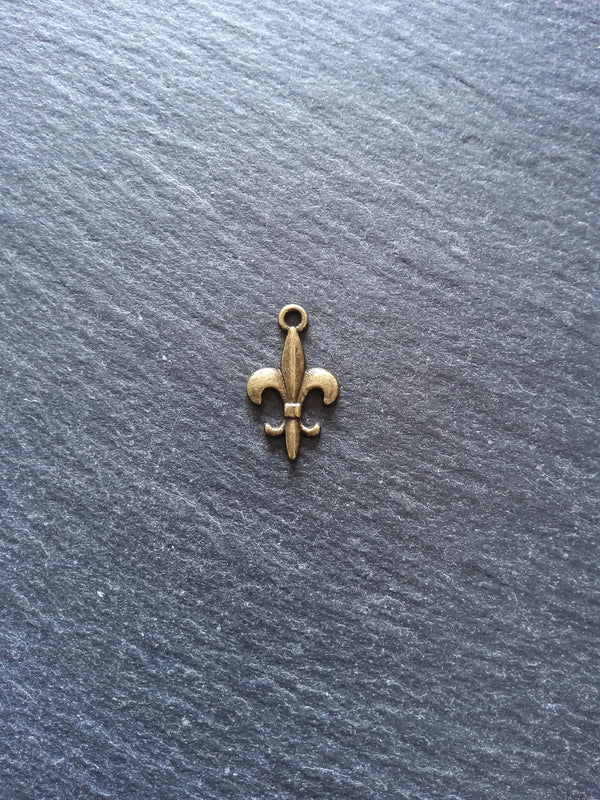 20 or 100 Fleur De Lis Charms Antique Bronze Tone 19x12mm NICKEL FREE - ContentedCatz