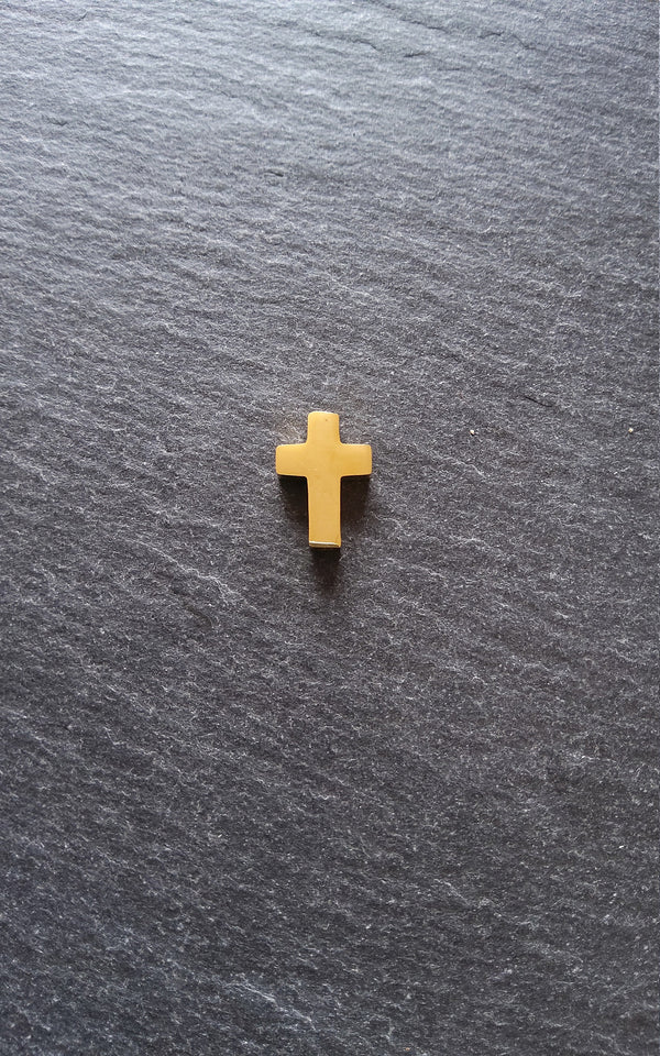 1 or 5 Gold Stainless Steel Square Cross Beads 15x10mm. Hole 1.8mm - ContentedCatz