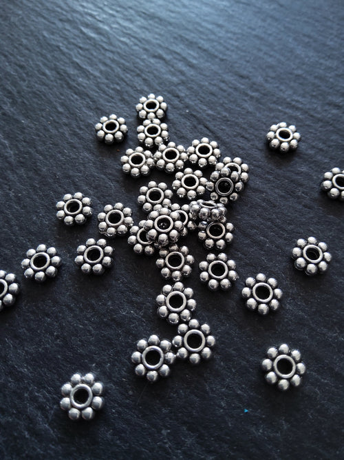 60 or 300 Antique Silver Tone 6mm Daisy Spacer Beads Chunky 6x1.9mm - ContentedCatz