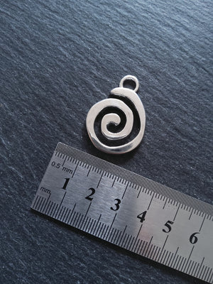 2 or 10 Round Swirl Pendants Silver Tone 32x24mm - ContentedCatz