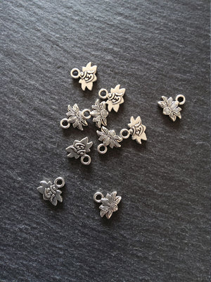 20 or 100 Antique Silver Tone Ohm Lotus Flower Charms 11x10mm - ContentedCatz