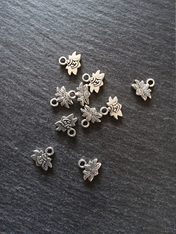 20 or 100 Antique Silver Tone Ohm Lotus Flower Charms 11x10mm - ContentedCatz