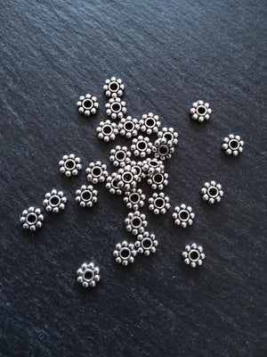 60 or 300 Antique Silver Tone 6mm Daisy Spacer Beads Chunky 6x1.9mm - ContentedCatz