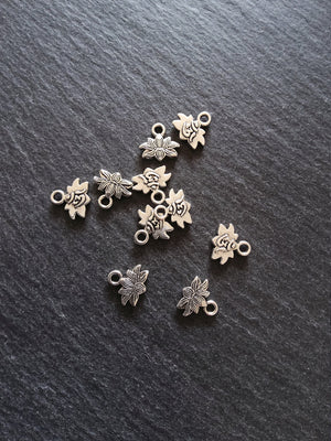 20 or 100 Antique Silver Tone Ohm Lotus Flower Charms 11x10mm - ContentedCatz