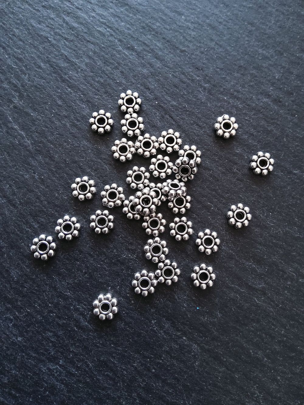 60 or 300 Antique Silver Tone 6mm Daisy Spacer Beads Chunky 6x1.9mm - ContentedCatz