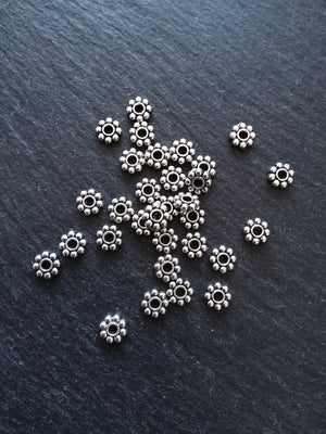 60 or 300 Antique Silver Tone 6mm Daisy Spacer Beads Chunky 6x1.9mm - ContentedCatz
