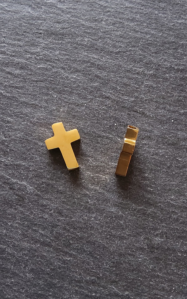 1 or 5 Gold Stainless Steel Square Cross Beads 15x10mm. Hole 1.8mm - ContentedCatz