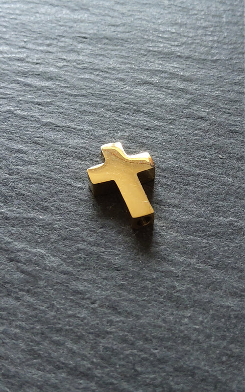 1 or 5 Gold Stainless Steel Square Cross Beads 15x10mm. Hole 1.8mm - ContentedCatz