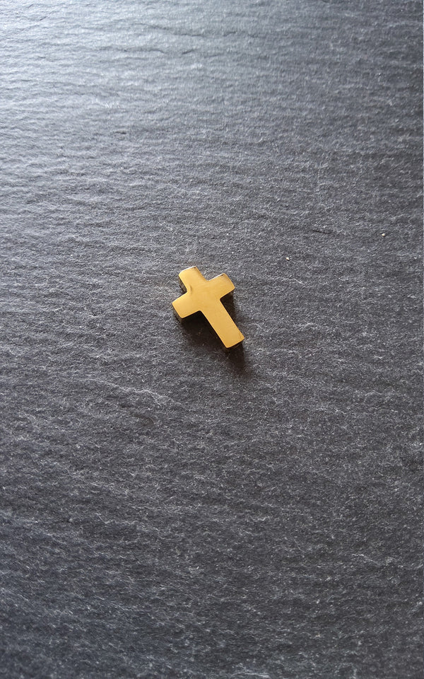 1 or 5 Gold Stainless Steel Square Cross Beads 15x10mm. Hole 1.8mm - ContentedCatz