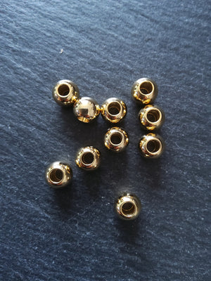 4 or 20 Genuine 18K Gold Plated Solid Stainless Steel 8mm Smooth Round Ball Spacer Beads 8x6.5mm with 3mm Hole - ContentedCatz