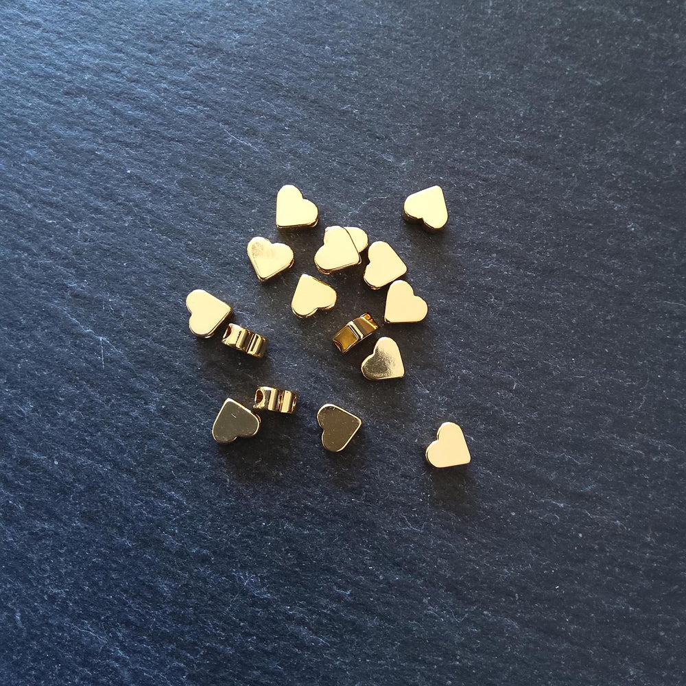 4 or 20 Genuine 18K Gold Plated 6mm Brass Heart Beads 6x7x3mm Hole: 1mm
