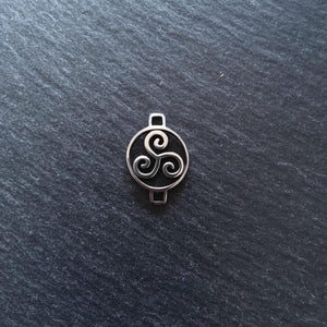 Triple Spiral Triskelion Stainless Steel Connector Charm for Leather Bracelets 15x22x3mm