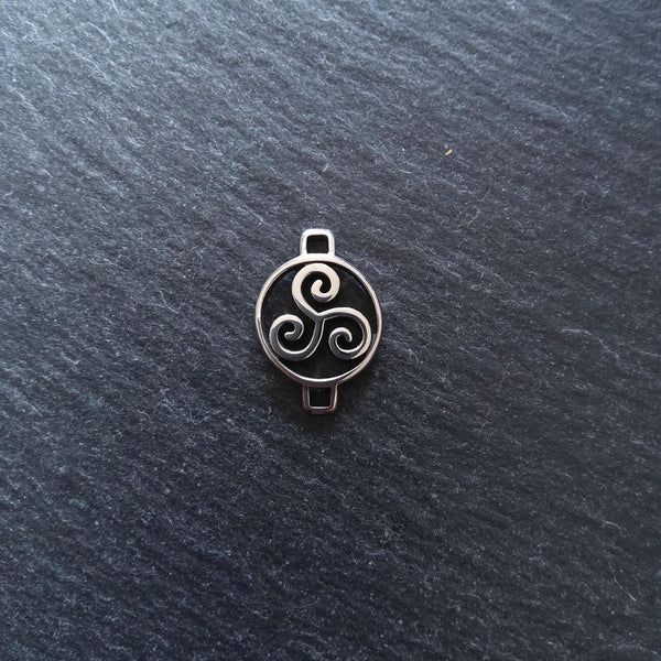 Triple Spiral Triskelion Stainless Steel Connector Charm for Leather Bracelets 15x22x3mm