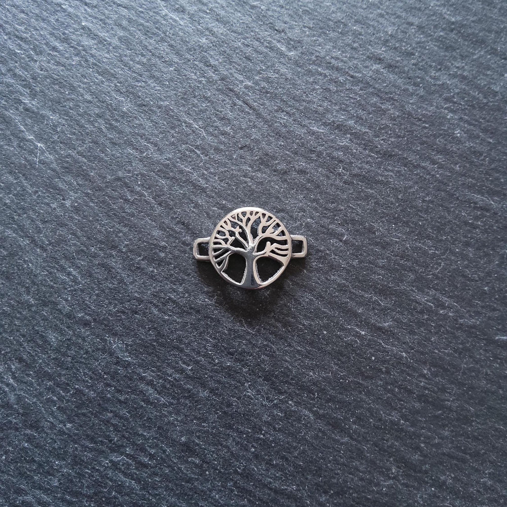 Tree of Life Stainless Steel Connector Charm for Leather Bracelets 15.5x22x3mm Inactive