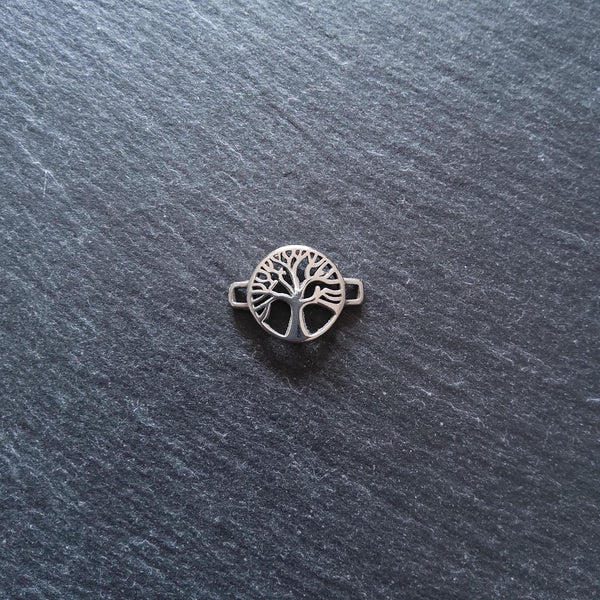 Tree of Life Stainless Steel Connector Charm for Leather Bracelets 15.5x22x3mm Inactive