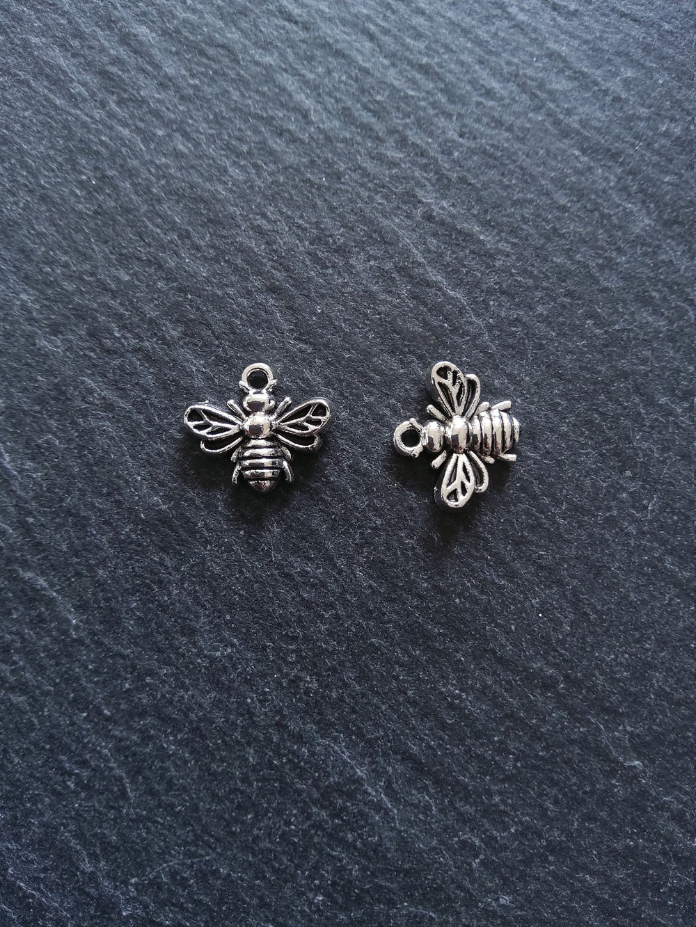 10 or 50 Little Antique Silver Tone Bee Charms 13x11mm