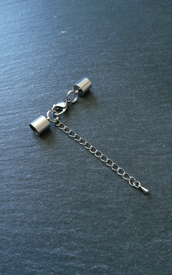 2 or 10 Stainless Steel End Cap Sets for 6.5mm Cord (7mm end caps)