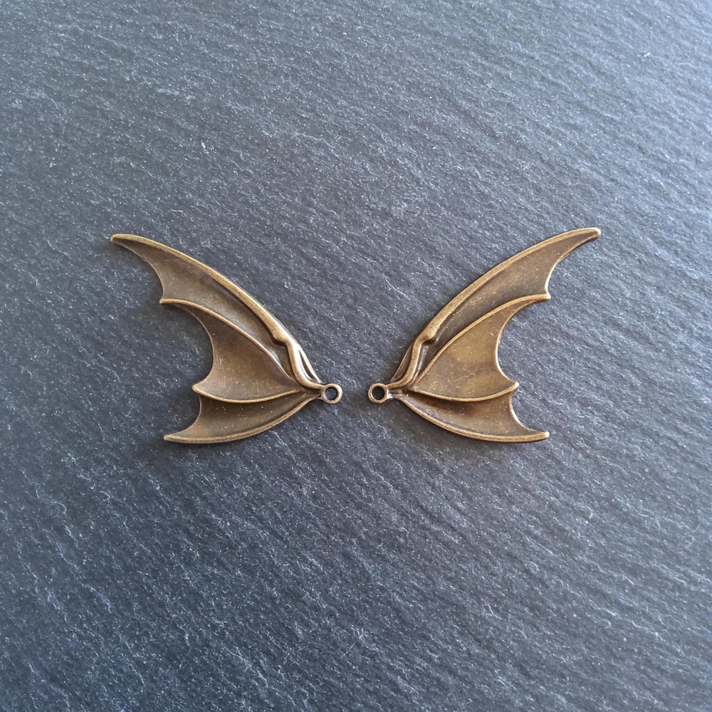 1 or 5 Pairs of Bat Wing Charms Antique Bronze Tone Alloy 53x32mm