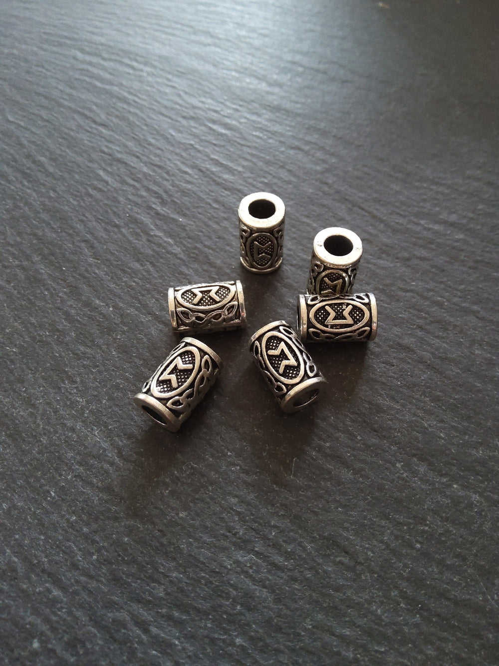 6 or 30 Perthro ᛈ Rune Beads Elder Futhark Antique Silver Alloy 13x8mm Hole: 4.7mm