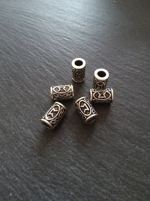 6 or 30 Perthro ᛈ Rune Beads Elder Futhark Antique Silver Tone 13x8mm. Large 4.7mm Hole