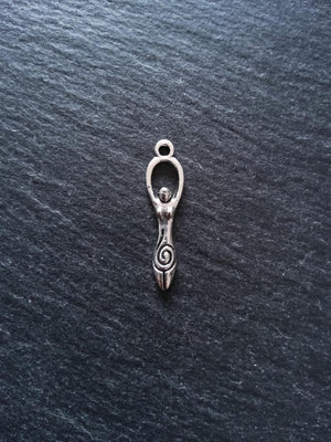 10 or 50 Silver Tone Spiral Goddess Long Pendants Charms 31x8mm