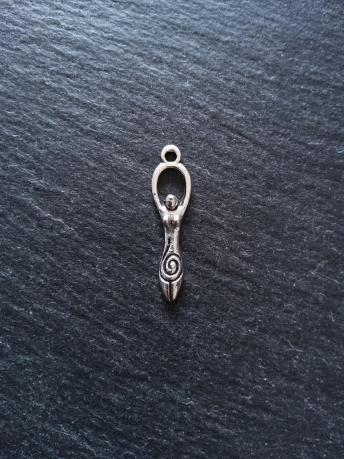 10 or 50 Silver Tone Spiral Goddess Long Pendants Charms 31x8mm