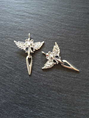 2 or 10 Winged Angel Sword Pendant Silver Plated 48x34mm