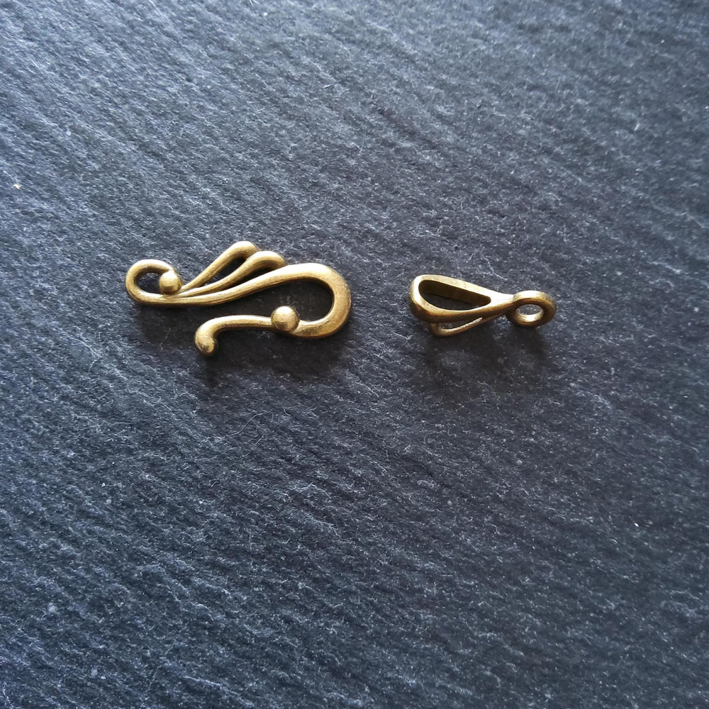 8 or 40 Sets of Hook and Eye Antique Bronze Alloy Clasps Hook 25x12mm Eye 16x3mm Nickel FREE