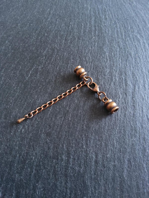 5 or 25 Antique Copper Barrel End Cap Sets for 2.5mm Cord Necklaces with or without Extender Chain (3mm caps)