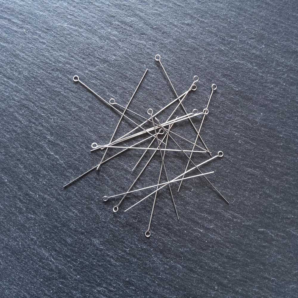 100 or 500 Stainless Steel Eye Pins 50mm (2") Long, 0.5mm wide (24 gauge)