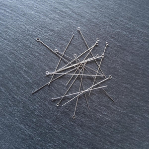100 or 500 Stainless Steel Eye Pins 50mm (2") Long, 0.5mm wide (24 gauge)