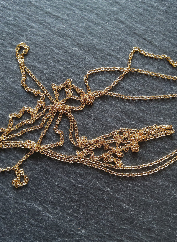 1 Meter Length of Fine Antique Gold Tone Stainless Steel Cable Chain 1.5x1.2mm Closed Link
