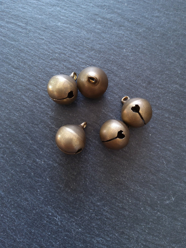 6 or 30 Antique Bronze Tone Brass 15mm Bells Bell Charms 19x15mm