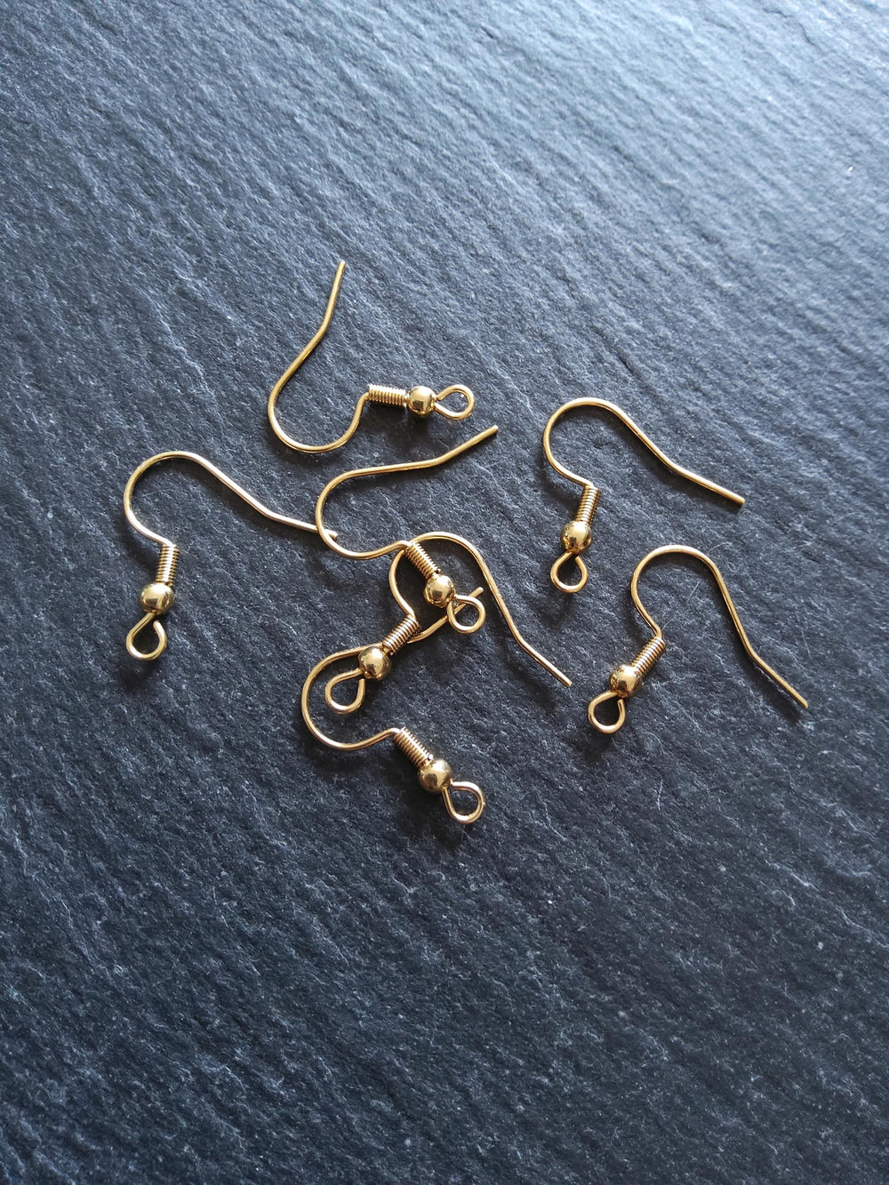 10 or 50 Genuine 18K Yellow Gold Plated Steel Earring Hooks 20x20mm - ContentedCatz