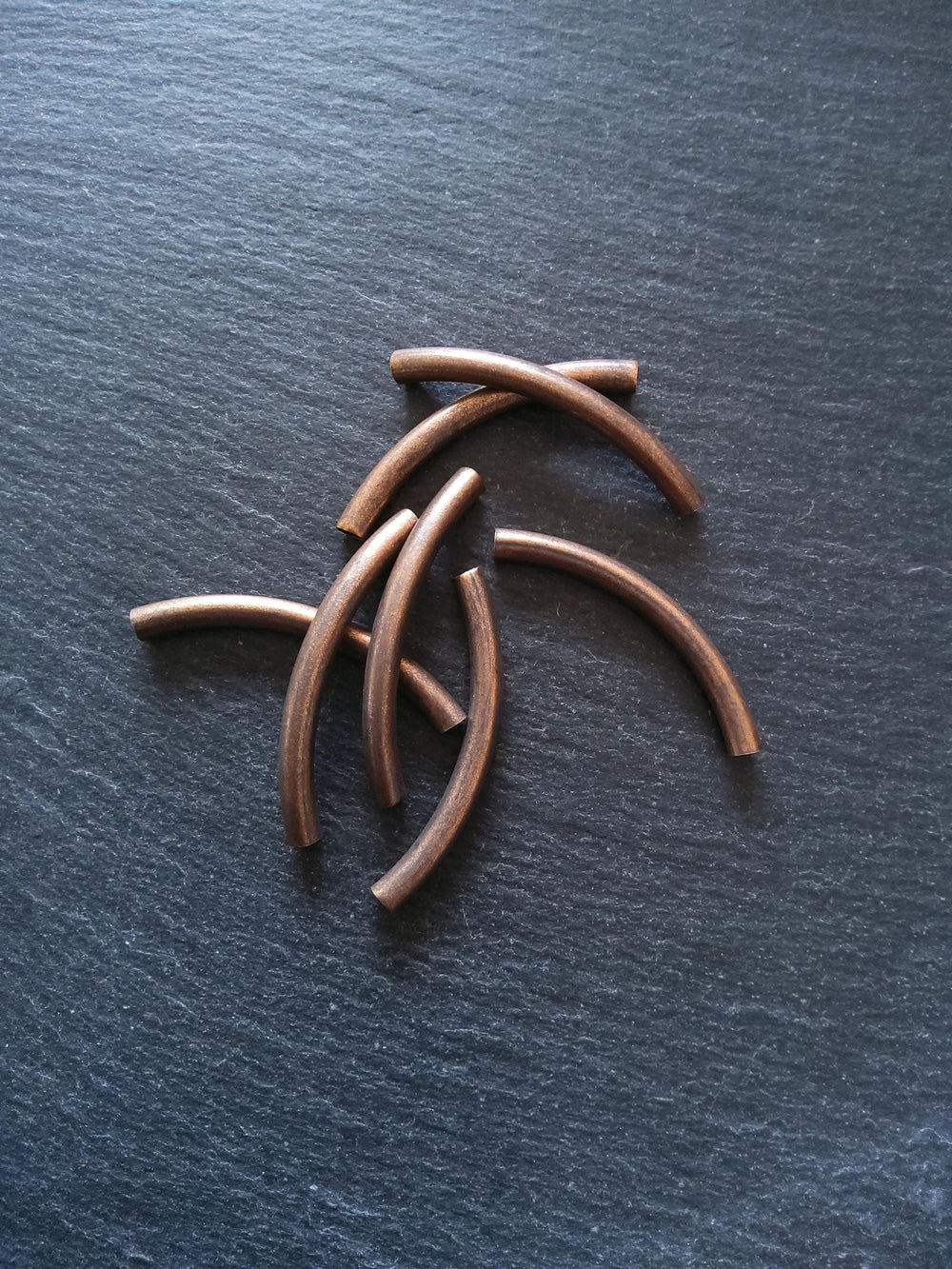 8 or 40 Antique Copper Tone 50mm ( 2 inch ) Tube Curved Spacer Beads 50x5mm Hole: 4.2mm - ContentedCatz