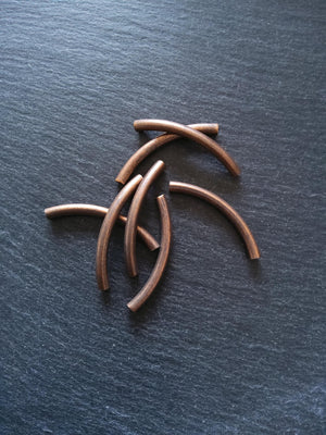 8 or 40 Antique Copper Tone 50mm ( 2 inch ) Tube Curved Spacer Beads 50x5mm Hole: 4.2mm - ContentedCatz