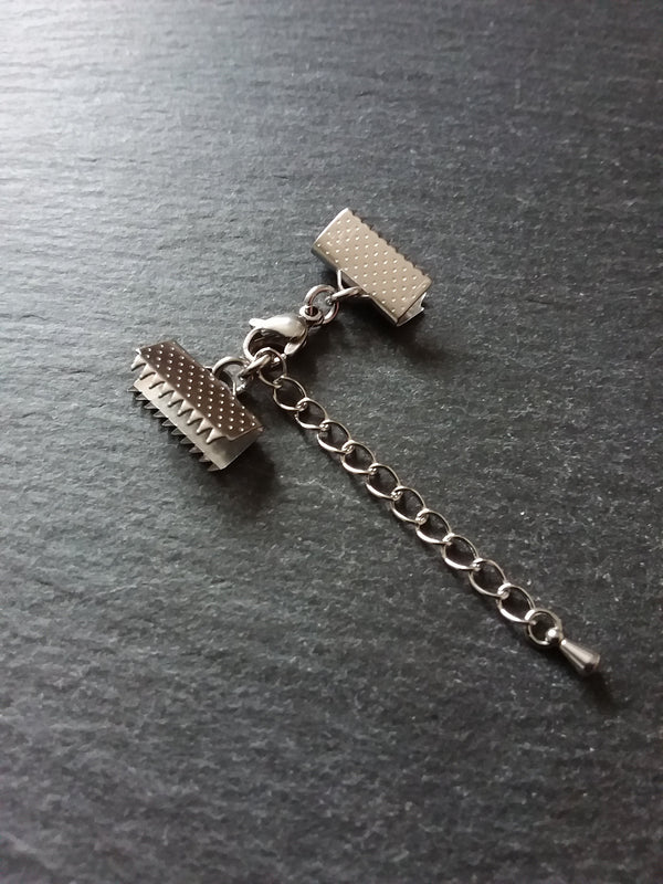 4 or 20 Stainless Steel Patterned Crimp End Sets for 15mm (5/8 inch) Wide Chokers - ContentedCatz