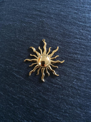 Gold Stainless Steel Sun Charms 42x39x3.5mm - ContentedCatz