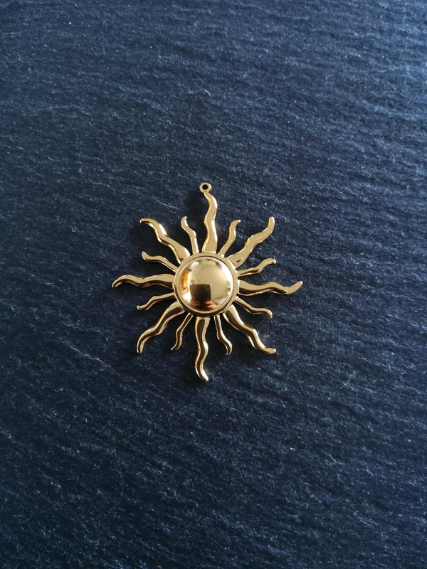 Gold Stainless Steel Sun Charms 42x39x3.5mm - ContentedCatz