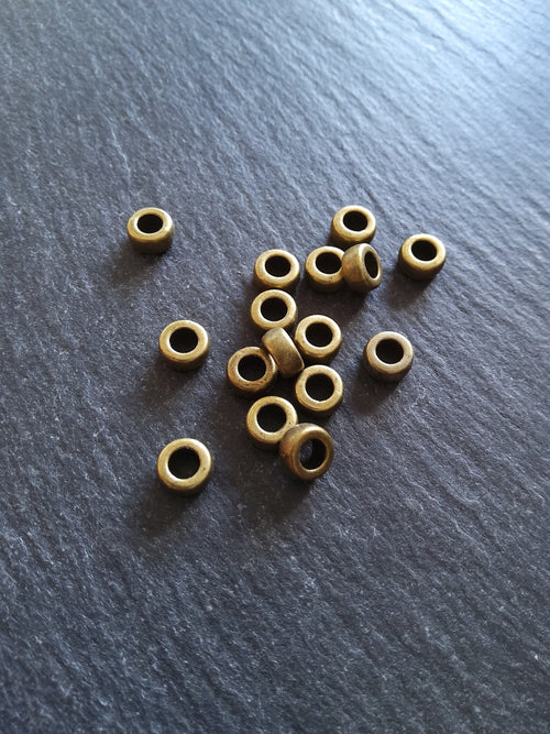 20 or 100 Antique Bronze 7mm Rondelle Spacer Beads 7x4mm Nickel FREE - ContentedCatz