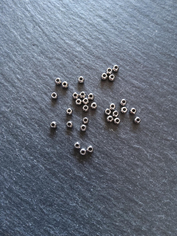 200 or 1000 Stainless Steel 3mm Round Spacer Hollow Beads Hole: 1mm - ContentedCatz