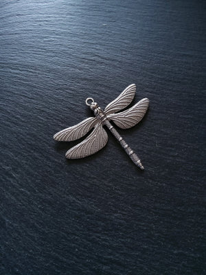 Large Dragonfly Pendant Antique Sterling Silver Plated 63x72x5mm Nickel FREE - ContentedCatz