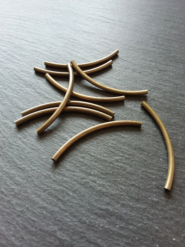10 or 50 Antique Bronze Tube beads 50mm ( 2 inch ) Curved Spacer 50x3mm - ContentedCatz