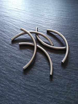 2 or 10 Stainless Steel Tube beads 50mm ( 2 inch ) Curved Spacer 50x3mm Hole: 1.8mm - ContentedCatz