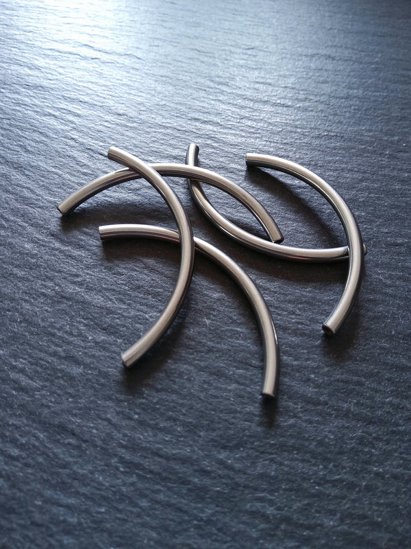 2 or 10 Stainless Steel Tube beads 50mm ( 2 inch ) Curved Spacer 50x3mm Hole: 1.8mm - ContentedCatz