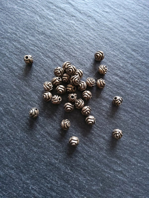 40 or 200 Round Rose Beads 5mm Antique Bronze Tone Alloy - ContentedCatz