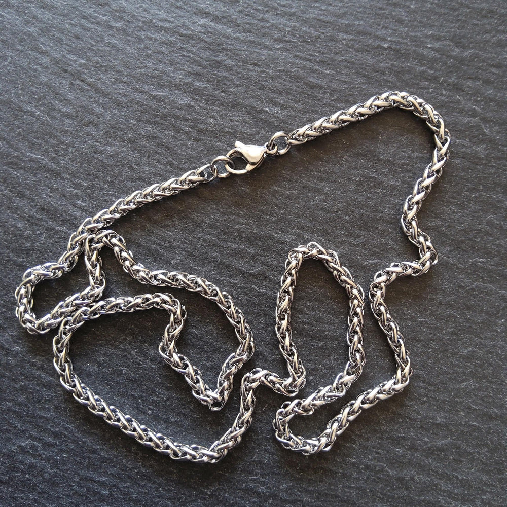 Stainless Steel Wheat Chain Necklace or Bracelet 4mm Wide