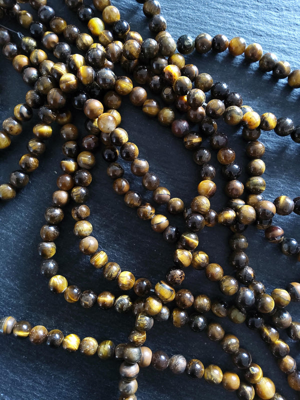 8mm Natural Tigers Eye Round Beads Full 15.5 inch Strand *IMPERFECT* - ContentedCatz