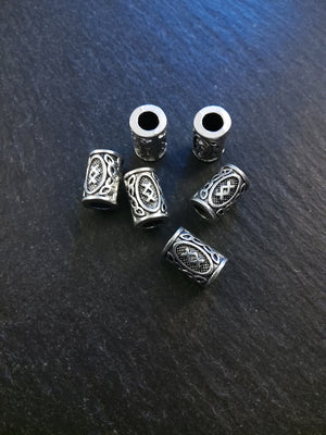 6 or 30 Ing ᛝ Inguz or Ingwas Rune Beads Elder Futhark Antique Silver Tone 13x8mm. Large 4.7mm Hole