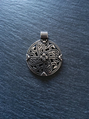 Round Viking Style Pendant Stainless Steel 43x35x7mm